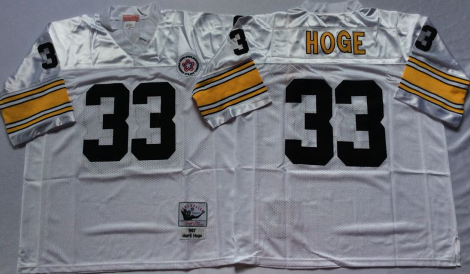 Men NFL Pittsburgh Steelers 33 Hoge white Mitchell Ness jerseys